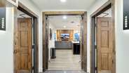 From the private foyer, you can access all three suites (C on the left, A in the middle, and B on the right).