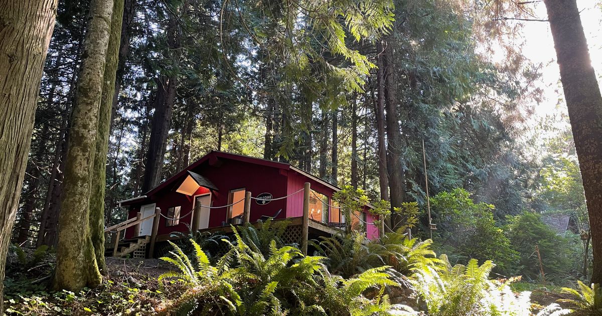 Little Red Cabin in the Woods Whiskey Creek Beach NW
