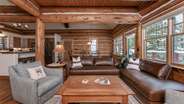 Wood burning fireplace in living room on main level