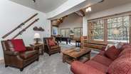 Lower level living area with sleeper sofa