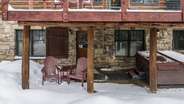 Brand new hot tub off the lower level patio with great privacy and a seating area